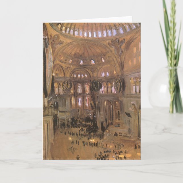 Tarjeta Festiva Esbozo de Santa Sofía por John Singer Sargent (Anverso)