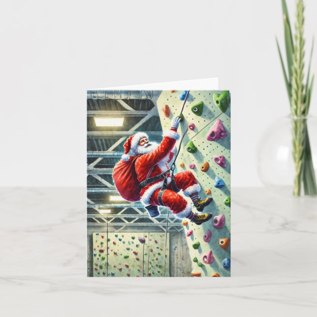 Tarjeta Festiva Escalada de Santa Rock en Navidades de gimnasia (Anverso)