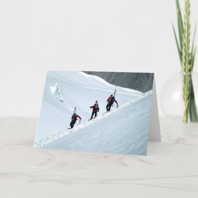 Tarjeta Festiva Escaladores, Mont Blanc, Francia (Anverso)