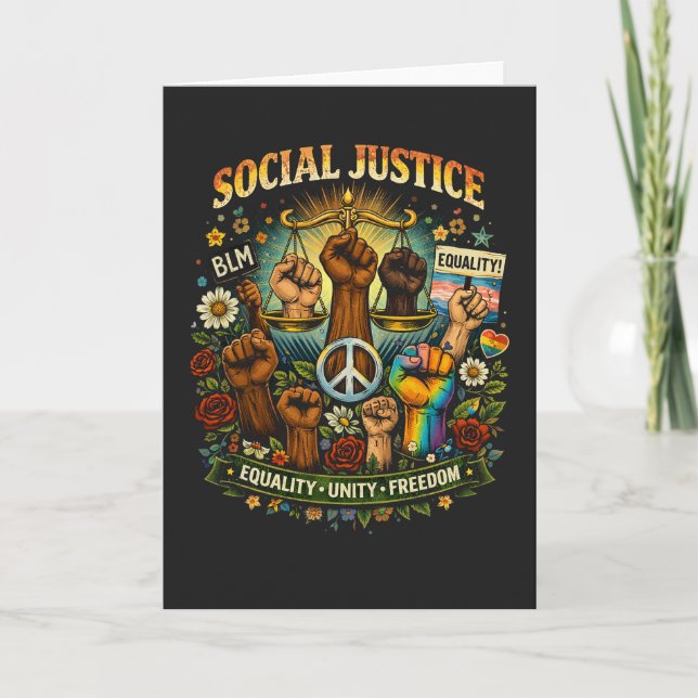 Tarjeta Festiva Escalas de Justicia (Anverso)