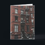 Tarjeta Festiva Escalera de escape de incendios del Upper West Sid<br><div class="desc">La tarjeta presenta una fotografía en color original de una escalera de incendios en un edificio del Upper West Side en la nieve,  ciudad de Nueva York,  NYC.</div>