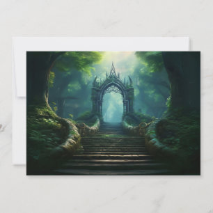 Tarjeta Festiva Escaleras de la antigua puerta de un bosque encant