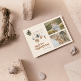 Tarjeta Festiva Escándalo moderno Boho Familia Neutral 2 Foto Merr