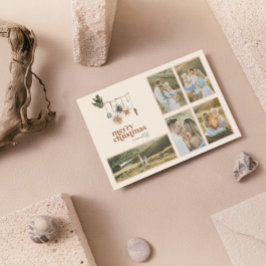 Tarjeta Festiva Escándalo moderno Boho Familia Neutral 5 Foto Merr