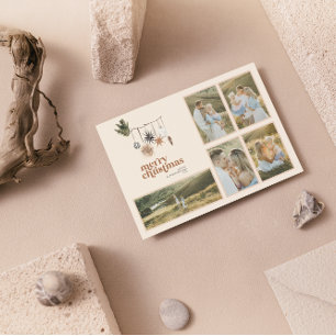Tarjeta Festiva Escándalo moderno Boho Familia Neutral 5 Foto Merr