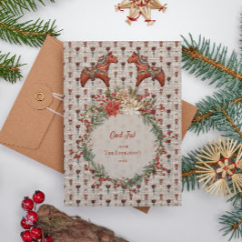 Tarjeta Festiva Escandinavia Navidades de Arte Popular Dalecarlia