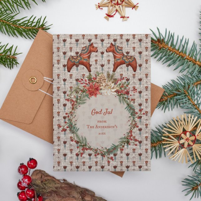Tarjeta Festiva Escandinavia Navidades de Arte Popular Dalecarlia (Subido por el creador)