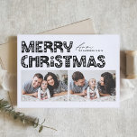 Tarjeta Festiva Escandinavo negro dos Navidades de fotografía<br><div class="desc">Envíe vítores de vacaciones con nuestra tarjeta de Navidades de dos fotos de personalizable, que incluye una tipografía encantadora al estilo escandinavo. Esta tarjeta de Navidades de collage de fotos combina maravillosamente la estética moderna con el espíritu festivo, permitiéndote mostrar dos de tus fotos favoritas. La tipografía moderna se complementa...</div>