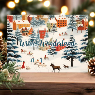 Tarjeta Festiva Escena Clásica de Vacaciones de Invierno Mágico