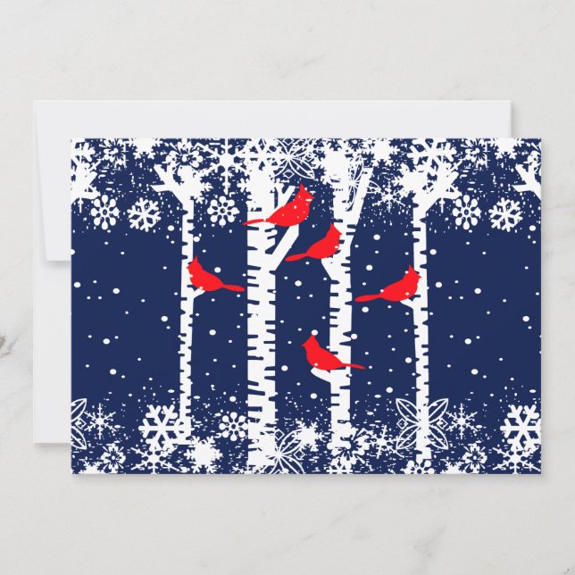 Tarjeta Festiva Escena de cardenal de invierno (Anverso)