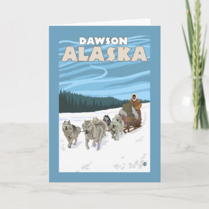 Tarjeta Festiva Escena de duelo de perro - Dawson, Alaska