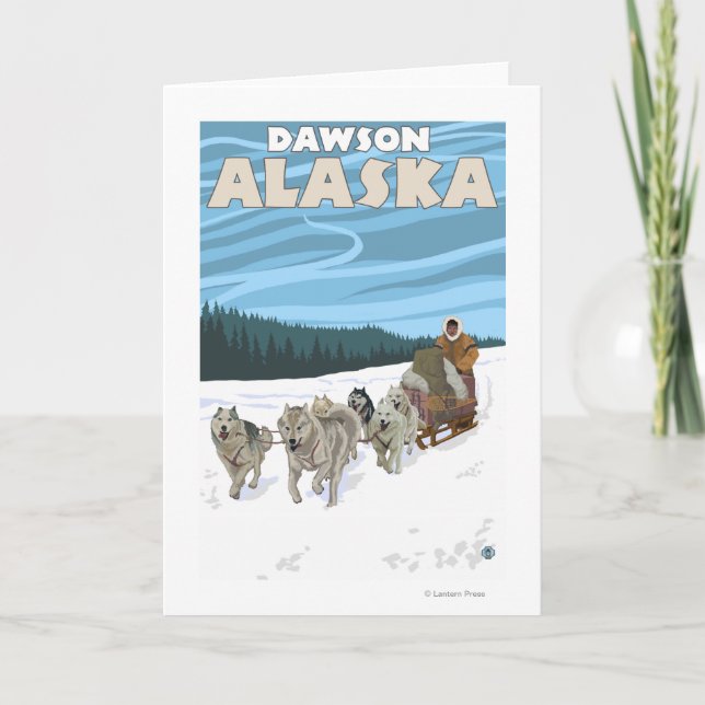 Tarjeta Festiva Escena de duelo de perro - Dawson, Alaska (Anverso)