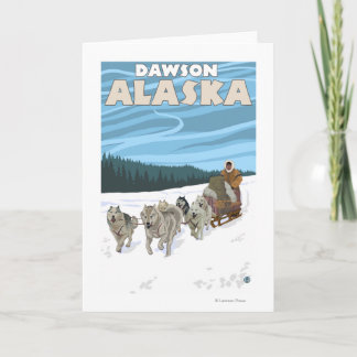 Tarjeta Festiva Escena de duelo de perro - Dawson, Alaska
