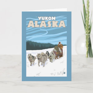 Tarjeta Festiva Escena de duelo de perro - Yukón, Alaska
