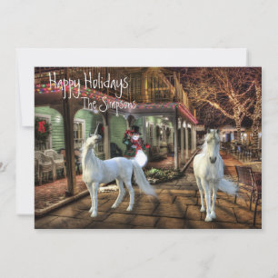 Tarjeta Festiva Escena de Fantasía de Vacaciones del Unicornio de