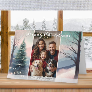 Tarjeta Festiva Escena de invierno bonita Acuarela elegante 1 Foto