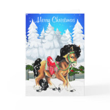 Escena De Invierno Con Caballo Y Cerco Feliz Navid