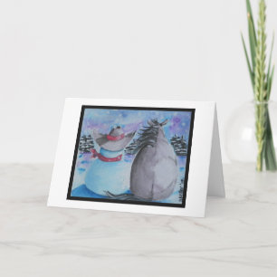 Tarjeta Festiva Escena de invierno de Cowboy Snowman y Navidades d
