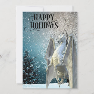 Tarjeta Festiva Escena de invierno de dragón nieve Felices Fiestas
