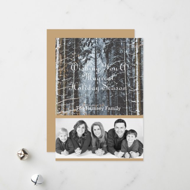Tarjeta Festiva Escena de invierno de foto navideña personalizado (Anverso/Reverso In Situ)