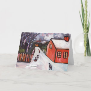 TARJETA FESTIVA ESCENA DE INVIERNO DE LA ALDEA DE HOLANDA