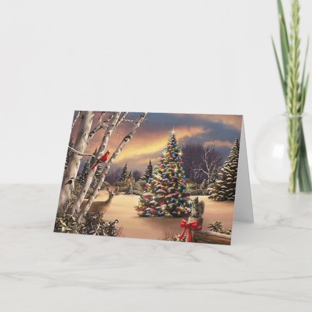 Tarjeta Festiva Escena de invierno de navidades (Anverso)