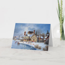 Tarjeta Festiva Escena de invierno de navidades