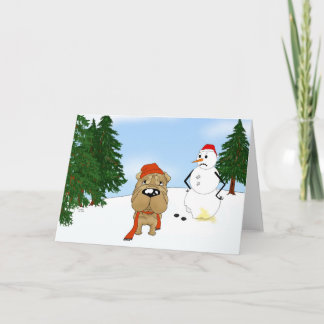Tarjeta Festiva Escena De Invierno De Shar-Pei