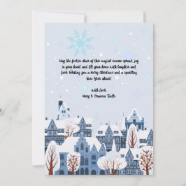 Tarjeta Festiva Escena de invierno de Watercolor Snow Village