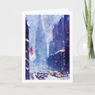 Tarjeta Festiva Escena de invierno en Manhattan. Navidades