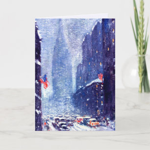 Tarjeta Festiva Escena de invierno en Manhattan. Navidades