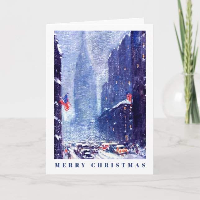 Tarjeta Festiva Escena de invierno en Manhattan. Navidades (Anverso)