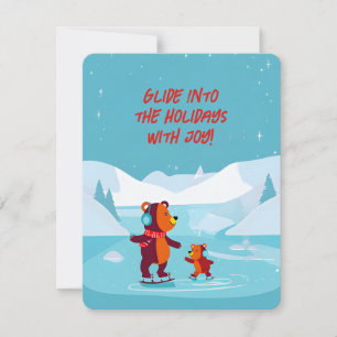 Tarjeta Festiva Escena De Invierno Festiva Baños De Patinaje De Hi