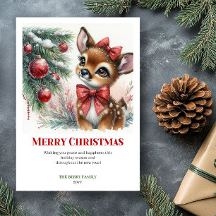 Tarjeta Festiva Escena de invierno personalizada con cervatillo be