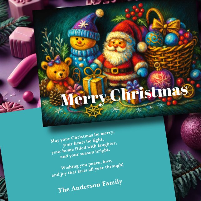 Tarjeta Festiva Escena de juguetes y ornamentos para Navidades ama (Subido por el creador)