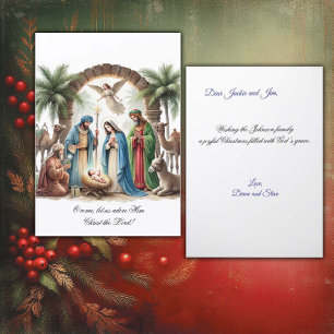 Tarjeta Festiva Escena de la Natividad de la Sagrada Familia