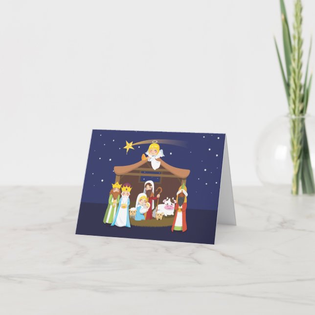 Tarjeta Festiva Escena de la Natividad de los navidades (Anverso)