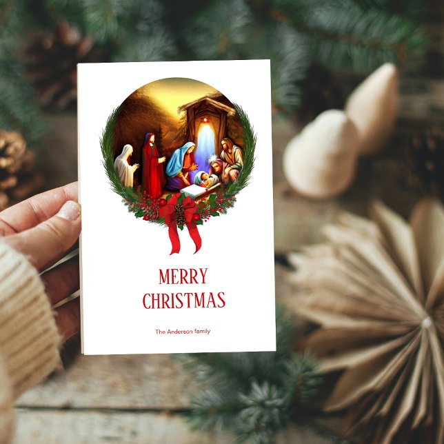 Tarjeta Festiva Escena de la Natividad de los navidades, Navidades (Subido por el creador)