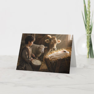 Tarjeta Festiva Escena de la Natividad del Niño Tamborilero