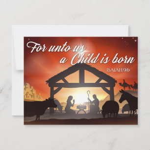 Tarjeta Festiva Escena de la Natividad del personalizable Navidade