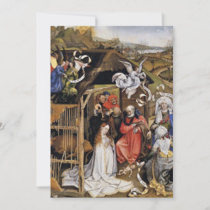 Tarjeta Festiva Escena de la Natividad del Renacimiento Flamenco