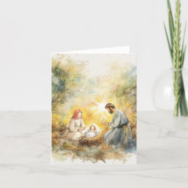 Tarjeta Festiva Escena de la Natividad Ilustrada I En blanco por d