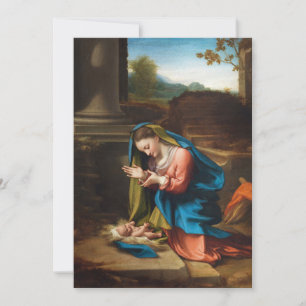 Tarjeta Festiva Escena de la Natividad   María y el Niño Jesús Rel