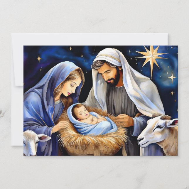 Tarjeta Festiva Escena de la Natividad navidades (Anverso)