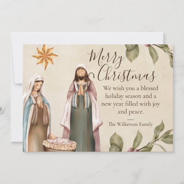 Tarjeta Festiva Escena de la Natividad Navidades religiosos (Anverso)
