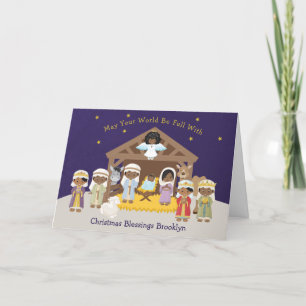 Tarjeta Festiva Escena de la Natividad Negra
