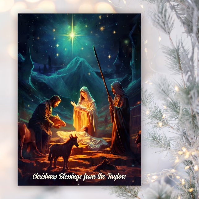 Tarjeta Festiva Escena de la Natividad Niño Jesús Navidades cristi (Subido por el creador)