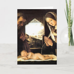 Tarjeta Festiva Escena de la Natividad para Navidades - Sagrada Fa