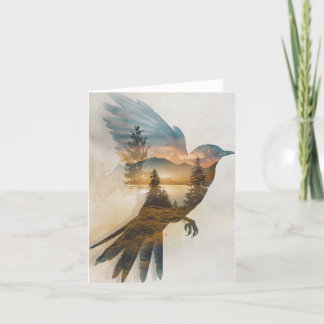 Tarjeta Festiva Escena de la naturaleza dentro de la silueta de un