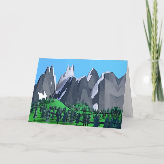 Tarjeta Festiva Escena de montaña con nieve (Anverso)